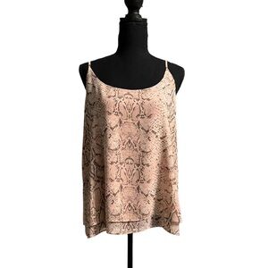 Beautiful Rachel Zoe pink and brown layered snakeskin print cami Size Large EUC